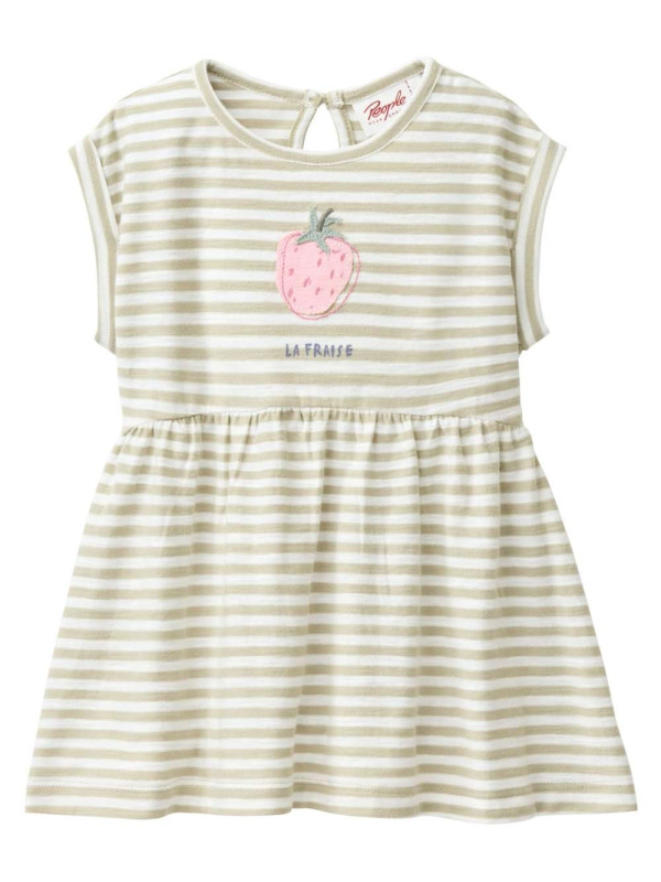 People Wear Organic - Bio Baby Kleid mit Erdbeer-Applikation und Streifen