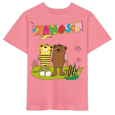 spreadshirt - Bio Kinder T-Shirt mit Janosch-Druck, pink joy