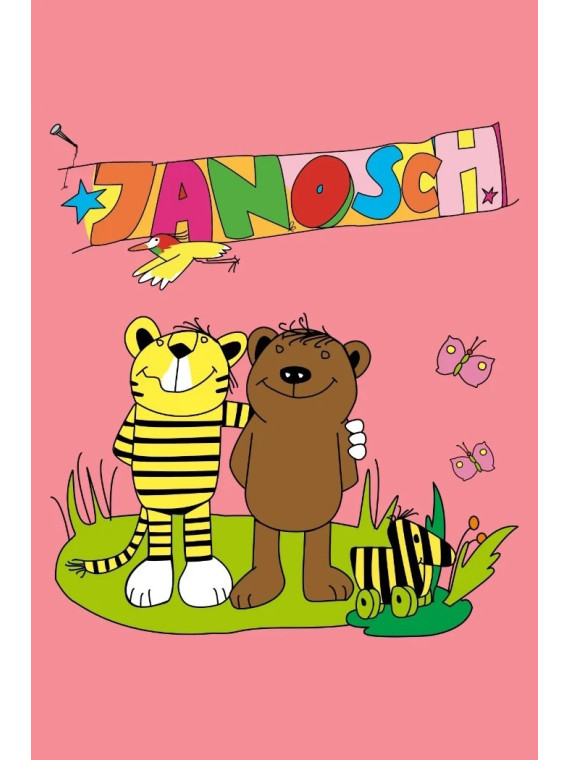 spreadshirt - Bio Kinder T-Shirt mit Janosch-Druck, pink joy