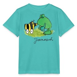 spreadshirt - Bio Kinder T-Shirt mit Janosch-Druck "Tigerente und Frosch", pool blue