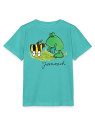 spreadshirt - Bio Kinder T-Shirt mit Janosch-Druck "Tigerente und Frosch", pool blue
