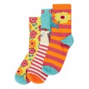 frugi - Bio Kinder Strümpfe 3er-Pack "FRUGI-Rock my Socks" mit Igel und Blumen-Motiven