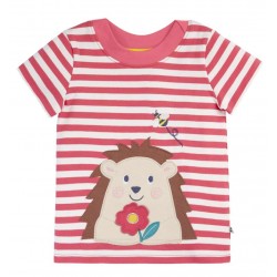frugi - Bio Kinder T-Shirt "Easy On" mit Igel-Applikationen und Streifen