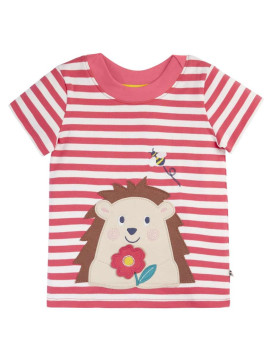frugi - Bio Kinder T-Shirt "Easy On" mit Igel-Applikationen und Streifen