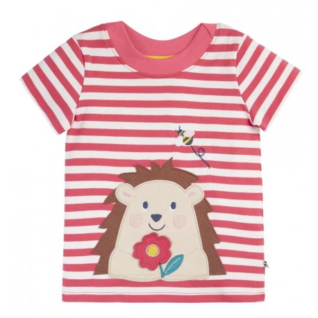 frugi - Bio Kinder T-Shirt "Easy On" mit Igel-Applikationen und Streifen