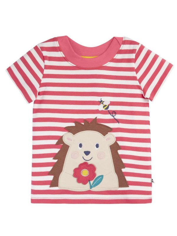 frugi - Bio Kinder T-Shirt "Easy On" mit Igel-Applikationen und Streifen
