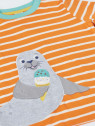 frugi - Bio Kinder T-Shirt "FRUGI-SCOUT" mit Robben-Applikation und Streifen