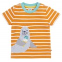 frugi - Bio Kinder T-Shirt "FRUGI-SCOUT" mit Robben-Applikation und Streifen