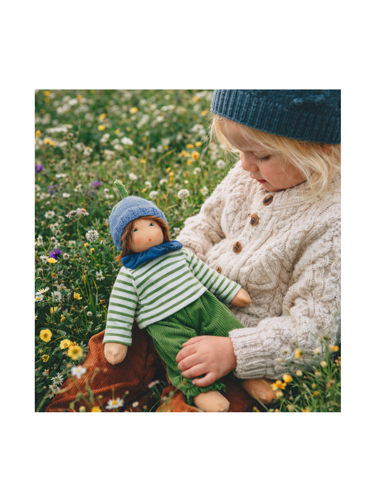 Nanchen Natur - Bio Schmusepuppe "Blütenkind Mo" 38cm
