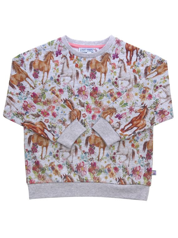 Enfant Terrible - Bio Kinder Sweatshirt mit Pferde-Allover