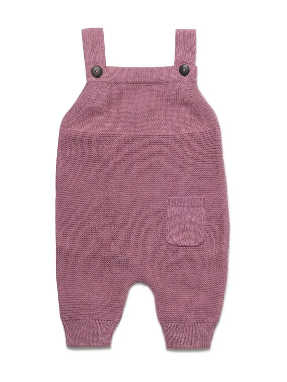 puri organic - Bio Baby Feinstrick Latzhose, Baumwolle/Wolle, granatapfel