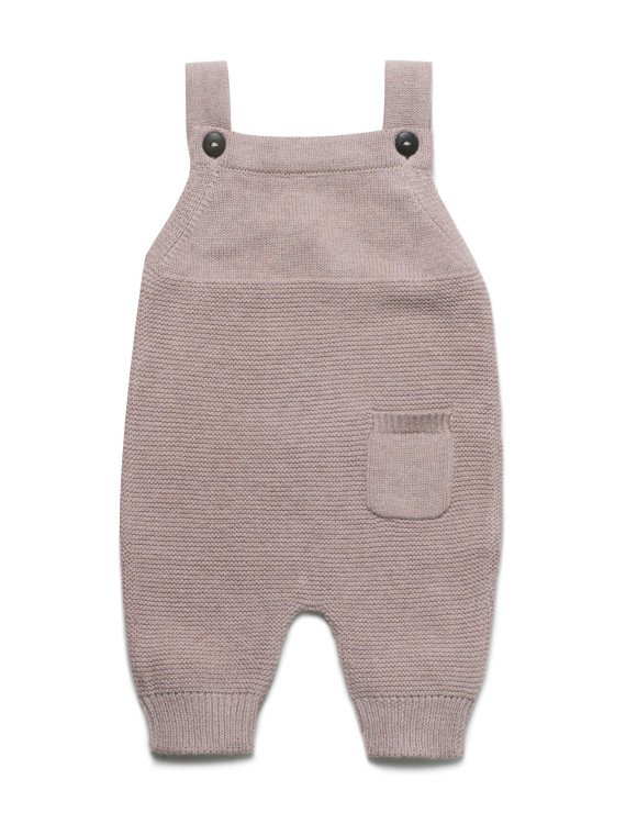 puri organic - Bio Baby Feinstrick Latzhose, Baumwolle/Wolle, peanut