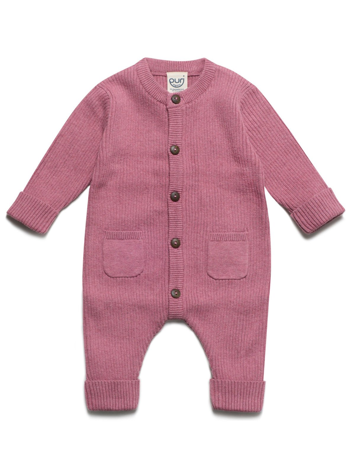 puri organic - Bio Baby Strick Strampler, Baumwolle/Wolle, granatapfel