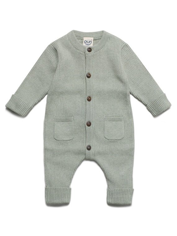 puri organic - Bio Baby Strick Strampler, Baumwolle/Wolle, thymian