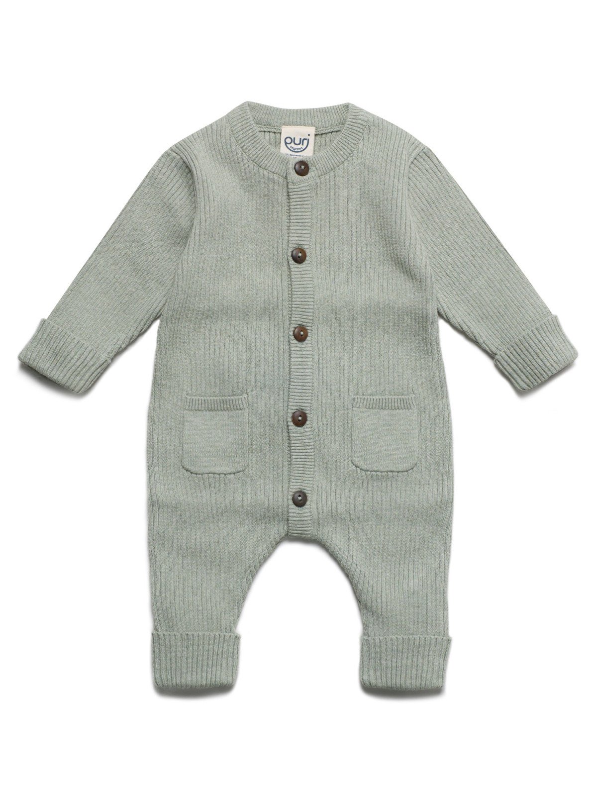 puri organic - Bio Baby Strick Strampler, Baumwolle/Wolle, thymian