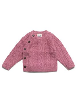 puri organic - Bio Baby Strickjacke aus Aranstrick, Wolle/Baumwolle, granatapfel