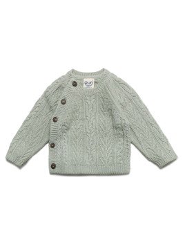 puri organic - Bio Baby Strickjacke aus Aranstrick, Wolle/Baumwolle, thymian