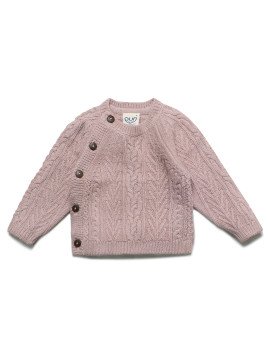 puri organic - Bio Baby Strickjacke aus Aranstrick, Wolle/Baumwolle, peanut