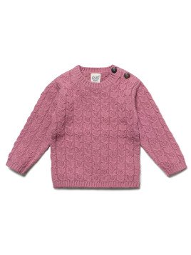 puri organic - Bio Baby Pullover aus Strukturstrick, Wolle/Baumwolle, granatapfel