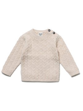 puri organic - Bio Baby Pullover aus Strukturstrick, Wolle/Baumwolle, natur