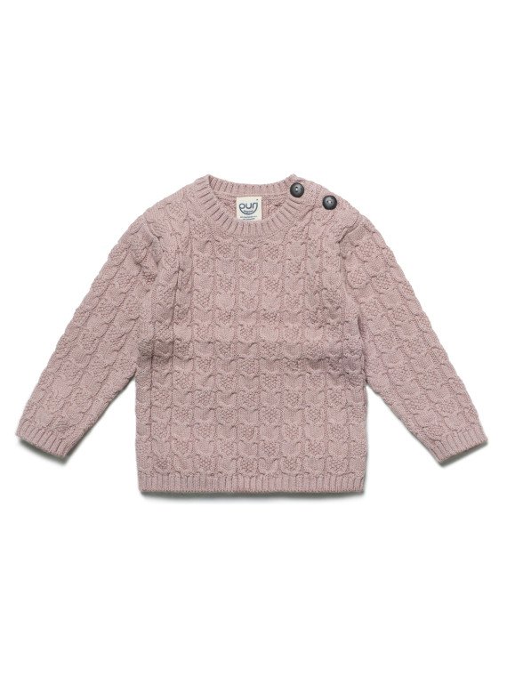 puri organic - Bio Baby Pullover aus Strukturstrick, Wolle/Baumwolle, peanut