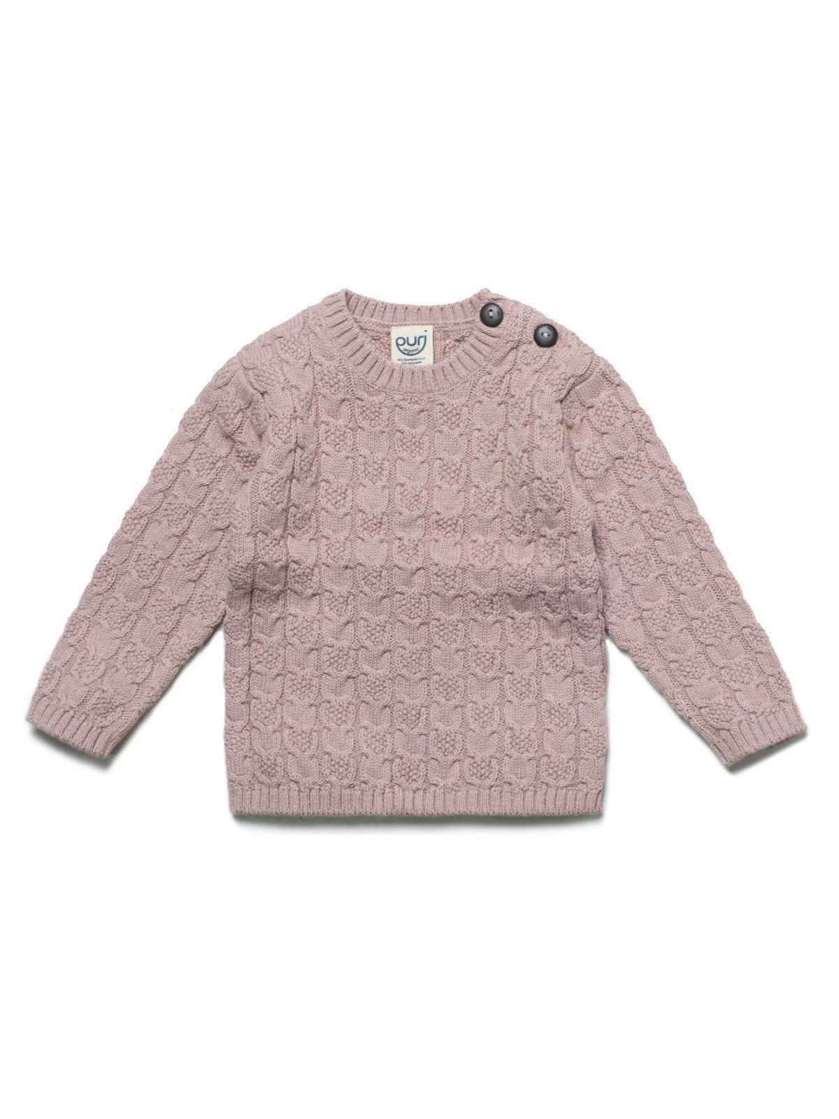 puri organic - Bio Baby Pullover aus Strukturstrick, Wolle/Baumwolle, peanut