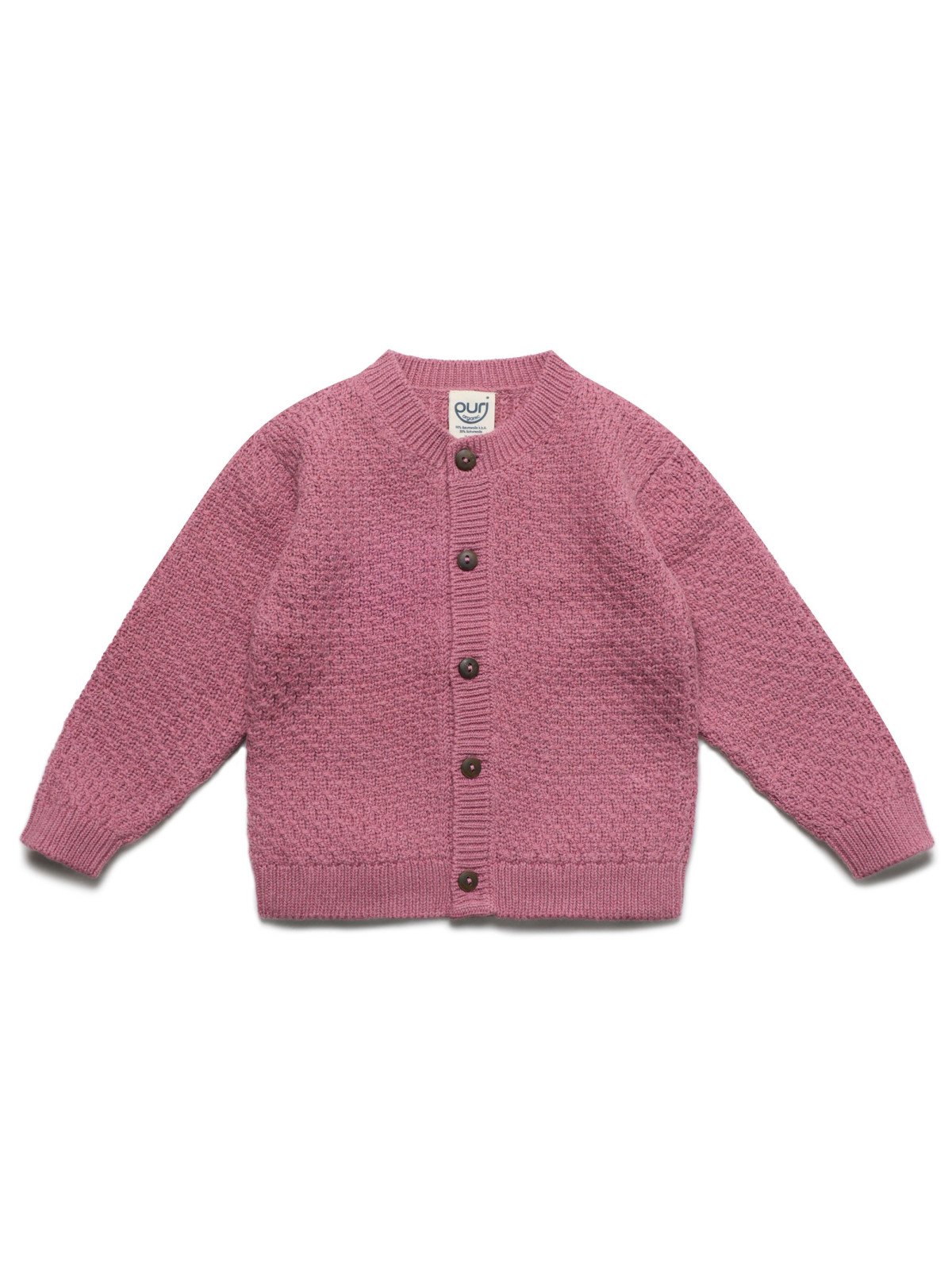 puri organic - Bio Baby Strickjacke aus Moosstrick, Wolle/Baumwolle, granatapfel