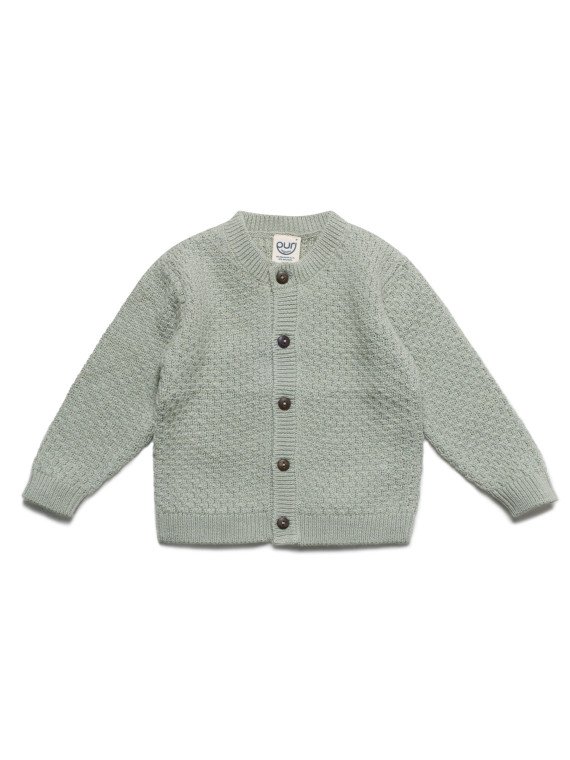 puri organic - Bio Baby Strickjacke aus Moosstrick, Wolle/Baumwolle, thymian