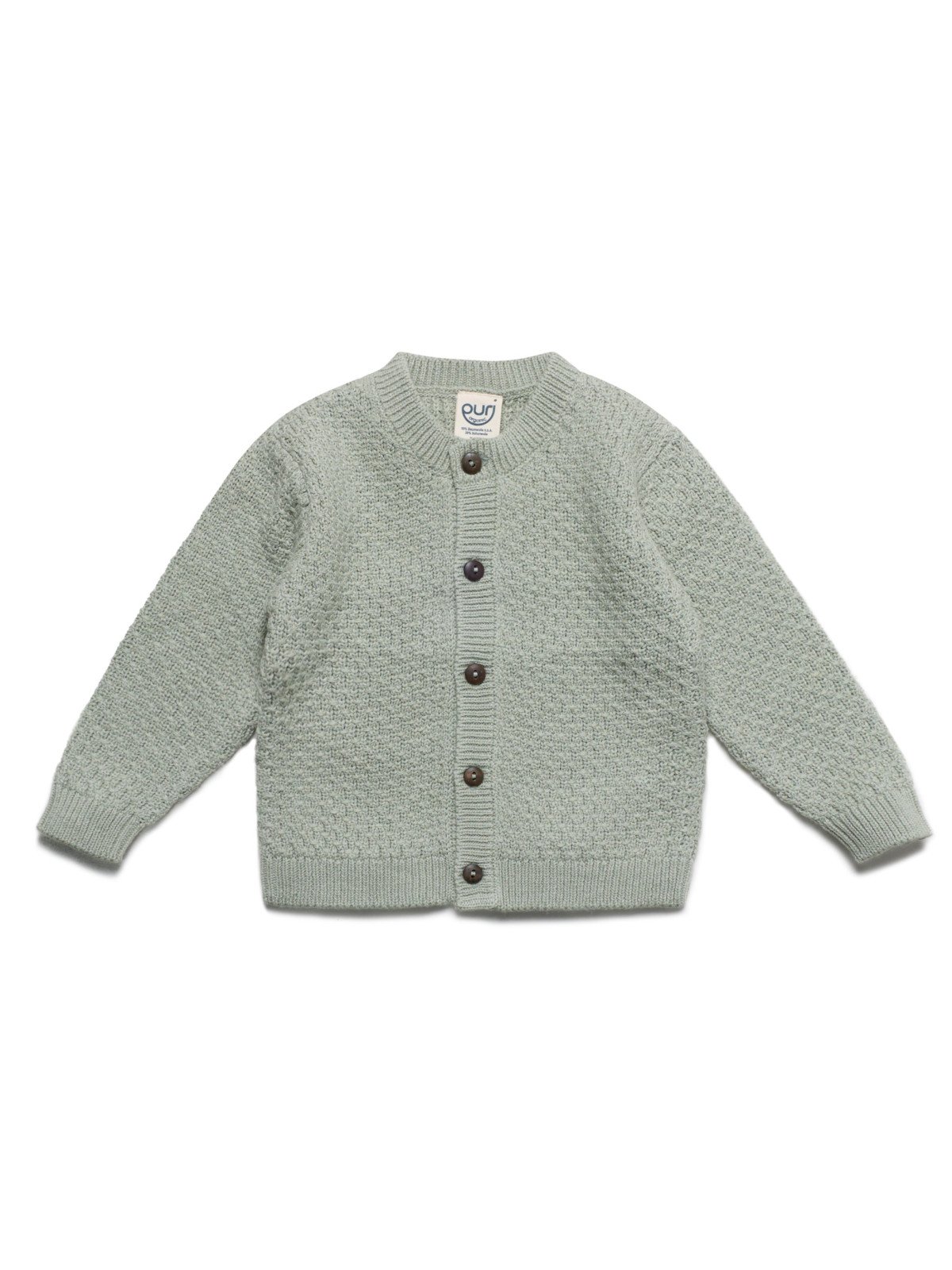 puri organic - Bio Baby Strickjacke aus Moosstrick, Wolle/Baumwolle, thymian