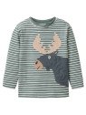 People Wear Organic - Bio Kinder Langarmshirt mit Elch-Applikation und Streifen