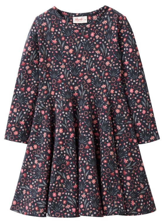 People Wear Organic - Bio Kinder Jersey Kleid mit Mille Fleurs-Allover