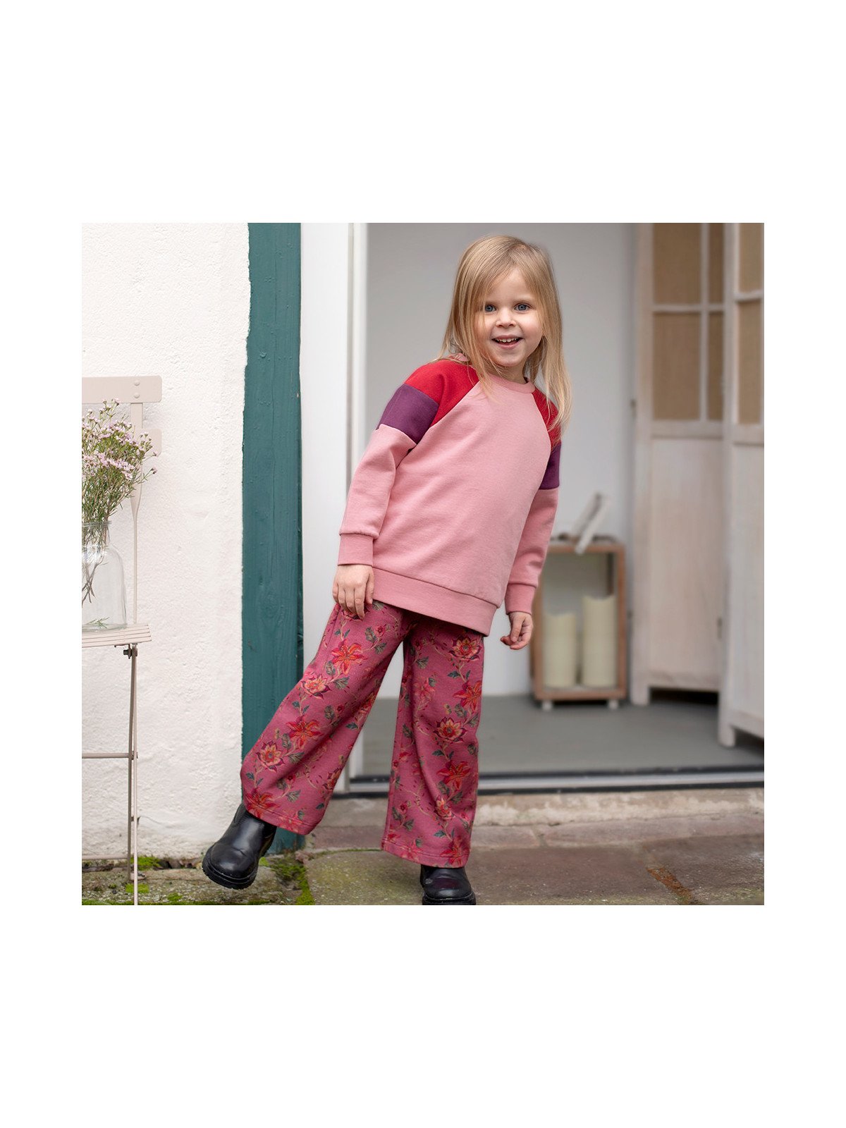 Enfant Terrible - Bio Kinder Sweatshirt mit Colourblocking, pink/beere