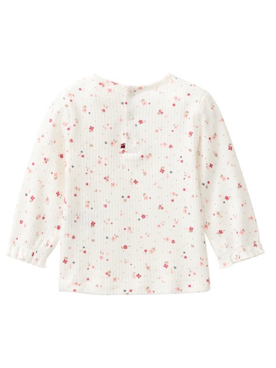 People Wear Organic - Bio Baby Langarmshirt mit Rippenstruktur und kleinen Blümchen-Allover