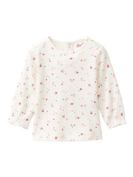 People Wear Organic - Bio Baby Langarmshirt mit Rippenstruktur und kleinen Blümchen-Allover