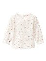 People Wear Organic - Bio Baby Langarmshirt mit Rippenstruktur und kleinen Blümchen-Allover