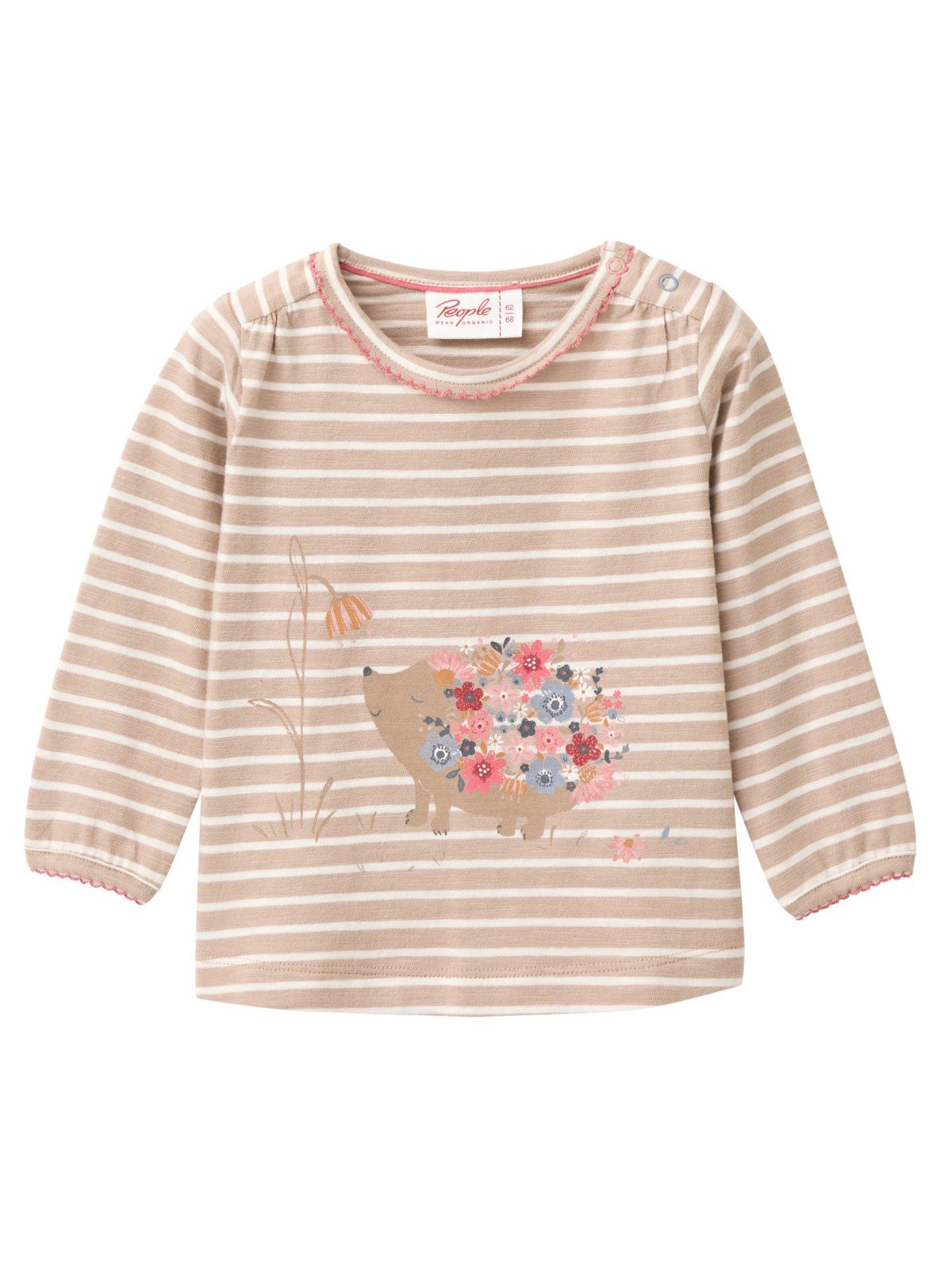 People Wear Organic - Bio Baby Langarmshirt mit Igel-Druck und Streifen