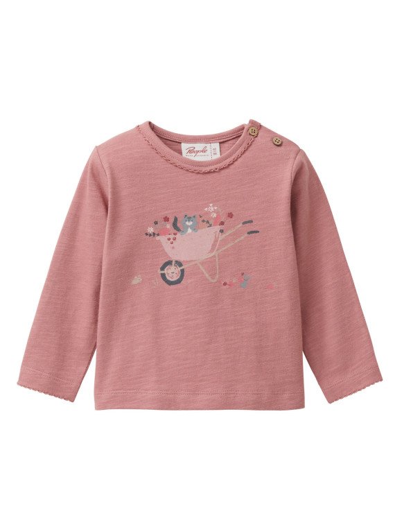 People Wear Organic - Bio Baby Langarmshirt mit Katzen/Schubkarren-Druck