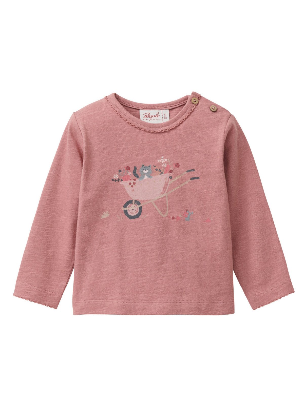People Wear Organic - Bio Baby Langarmshirt mit Katzen/Schubkarren-Druck