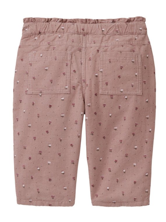 People Wear Organic - Bio Baby Cordhose mit Taschen und Blümchen-Allover, altrosa