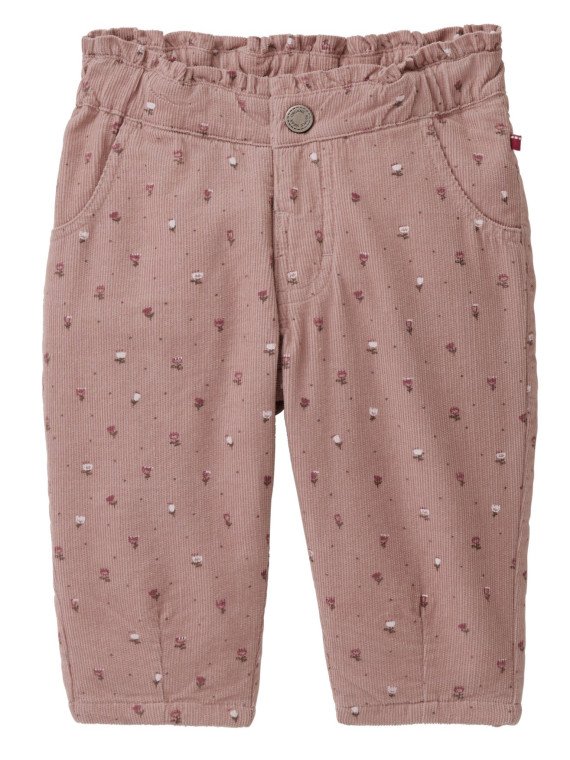 People Wear Organic - Bio Baby Cordhose mit Taschen und Blümchen-Allover, altrosa
