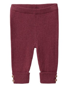 People Wear Organic - Bio Kinder Strick-Leggings, bordeaux mélange