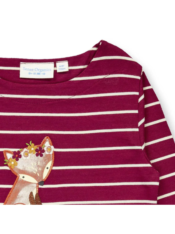 Sense Organics - Bio Kinder Langarmshirt "SENSE-Aluna" mit Fuchs-Applikation und Streifen
