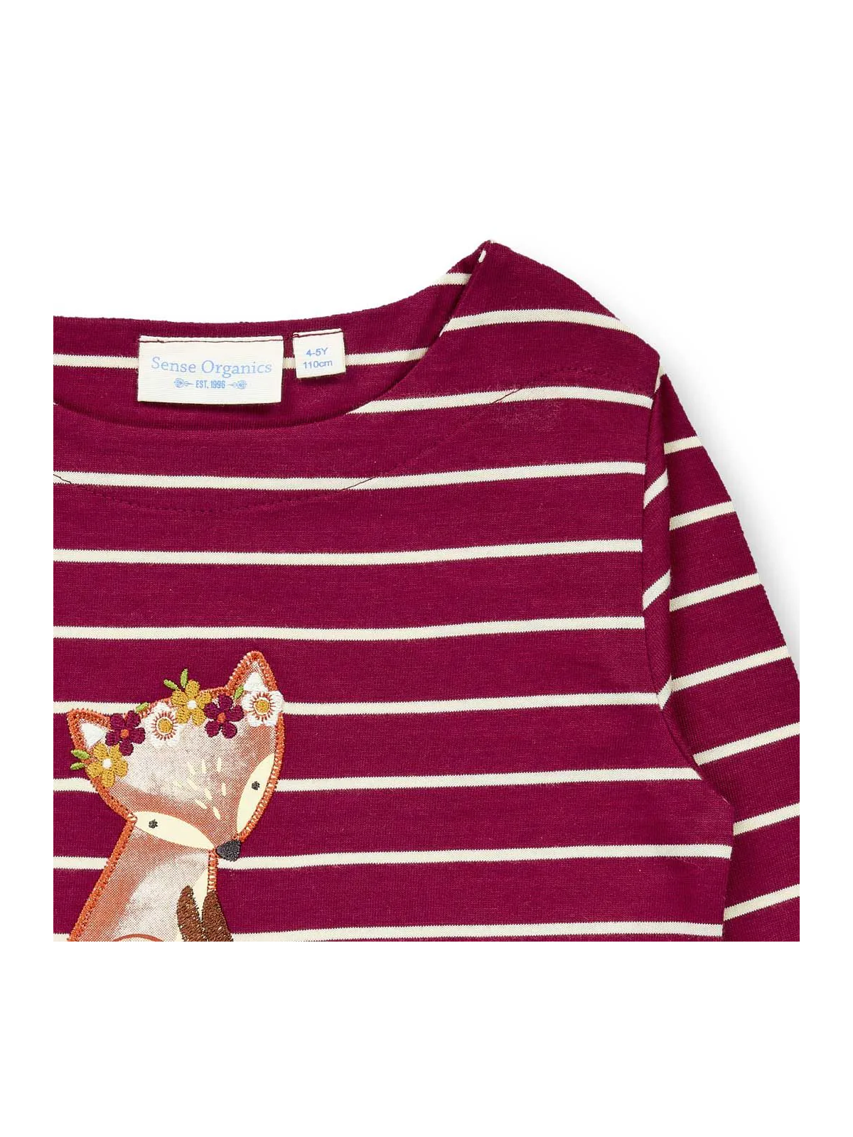 Sense Organics - Bio Kinder Langarmshirt "SENSE-Aluna" mit Fuchs-Applikation und Streifen