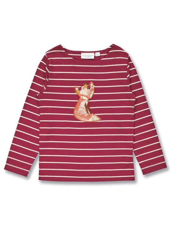 Sense Organics - Bio Kinder Langarmshirt "SENSE-Aluna" mit Fuchs-Applikation und Streifen
