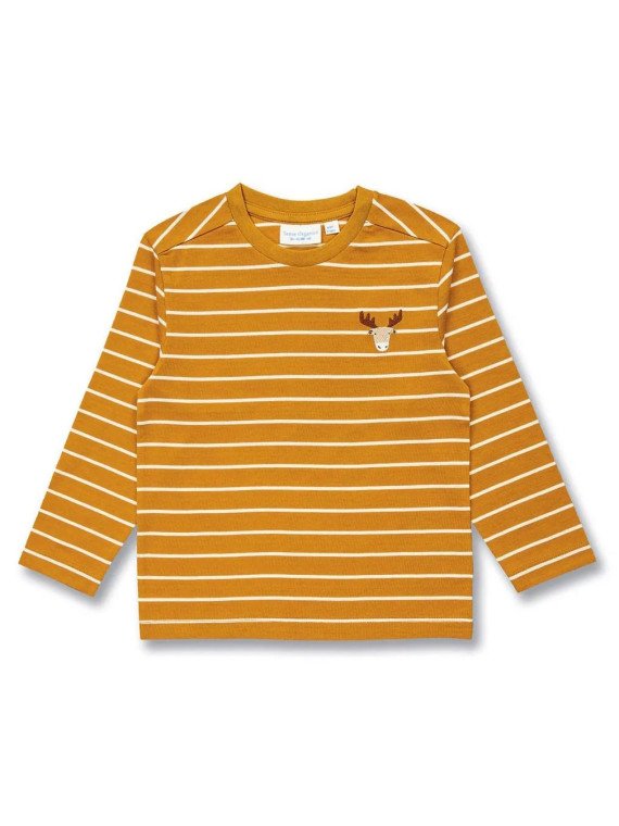 Sense Organics - Bio Kinder Langarmshirt "SENSE-Luke" mit Elch-Stickerei und Streifen