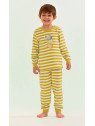 Sense Organics - Bio Kinder Frottee Schlafanzug "SENSE-Long John" mit Bären-Applikation und Streifen