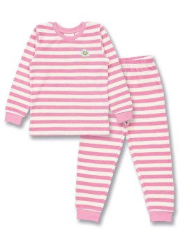 Sense Organics - Bio Kinder Frottee Schlafanzug "SENSE-Long John" mit Blumen-Applikation und Streifen