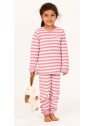 Sense Organics - Bio Kinder Frottee Schlafanzug "SENSE-Long John" mit Blumen-Applikation und Streifen