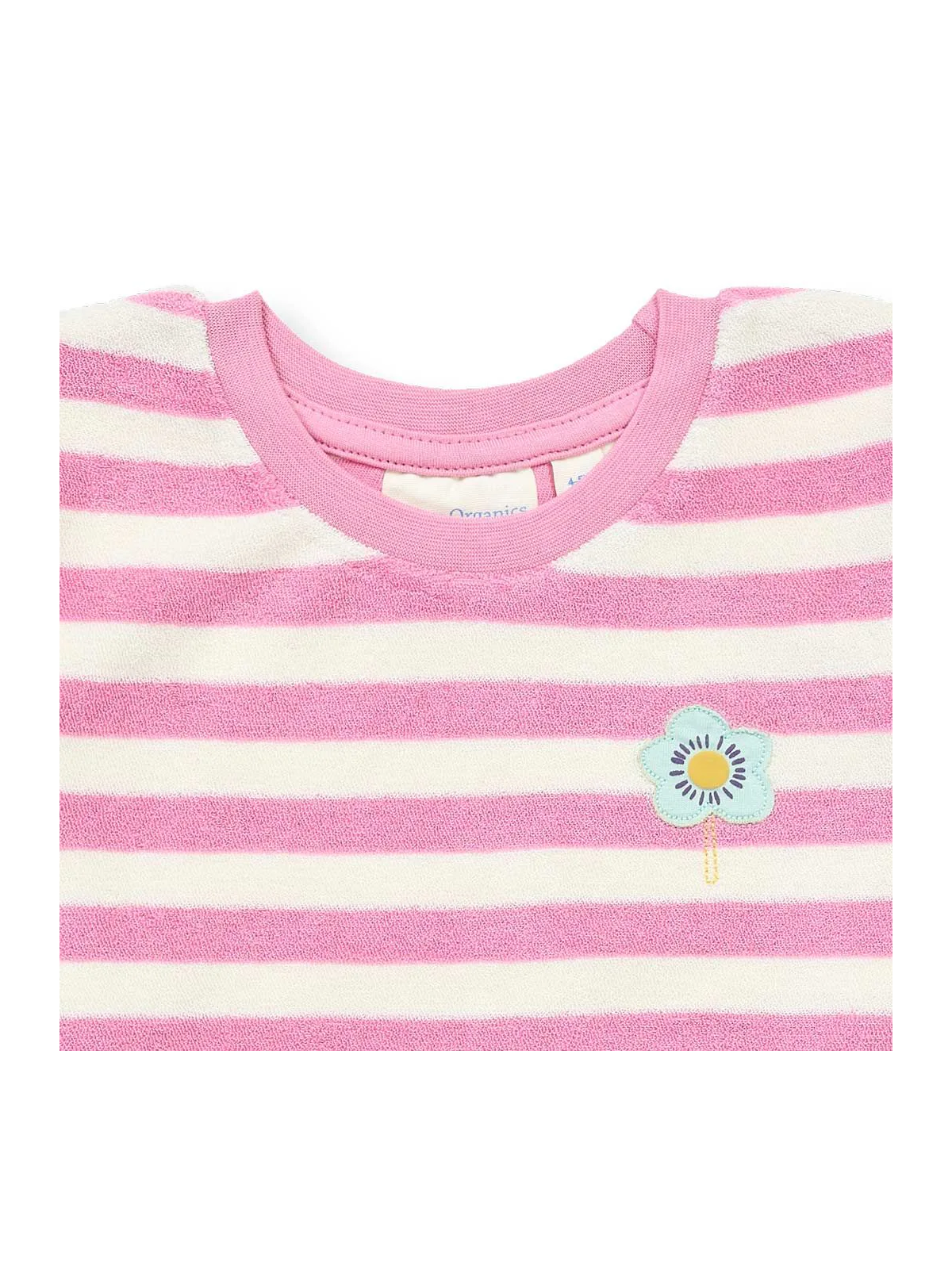 Sense Organics - Bio Kinder Frottee Schlafanzug "SENSE-Long John" mit Blumen-Applikation und Streifen