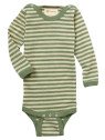 ENGEL - Bio Baby Body langarm mit Streifen, Wolle, salbei melange/natur
